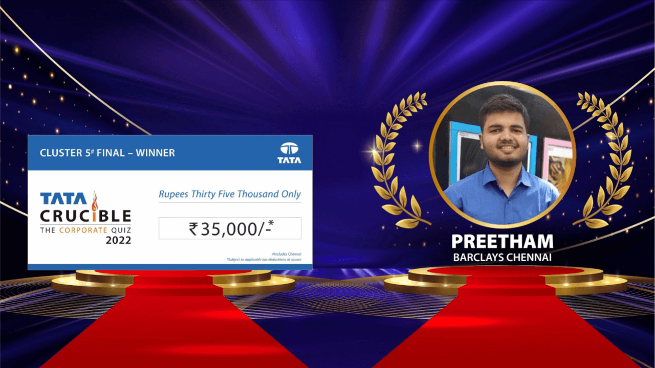 Employee at Barclays, Chennai wins first place Employee at Barclays, Chennai wins first place