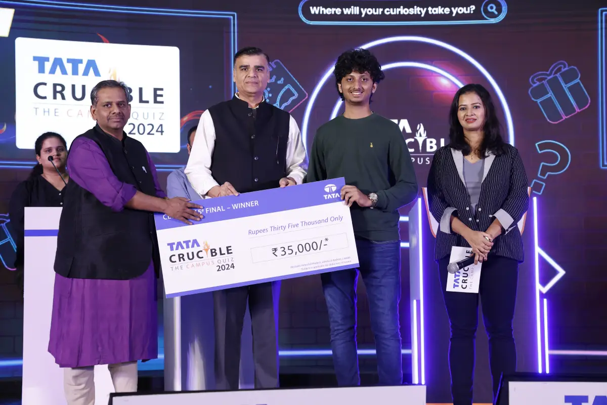 Sanjeev VA triumphs at the Tata Crucible Campus Quiz 2024—Uttar Pradesh Cluster Finals Sanjeev VA triumphs at the Tata Crucible Campus Quiz 2024—Uttar Pradesh Cluster Finals