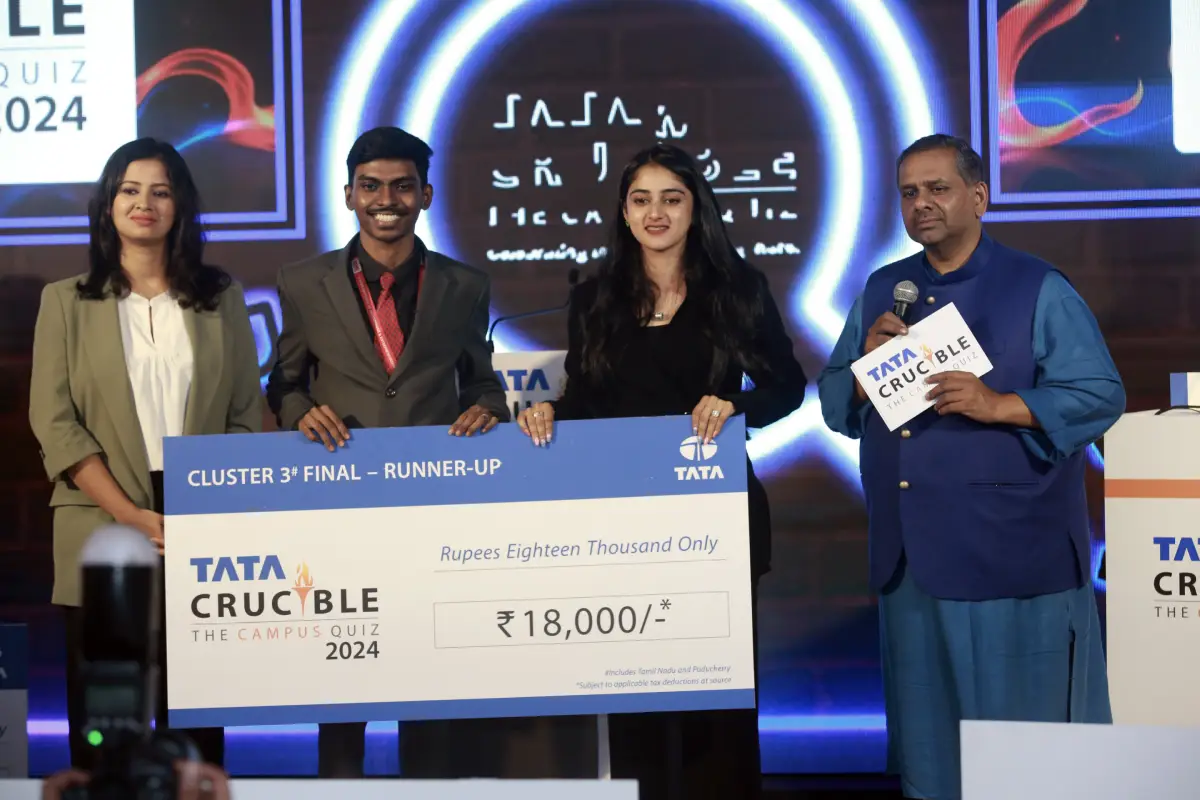 Nidaan Basheer triumphs at the Tata Crucible Campus Quiz 2024—Tamil Nadu Cluster Finals Nidaan Basheer triumphs at the Tata Crucible Campus Quiz 2024—Tamil Nadu Cluster Finals