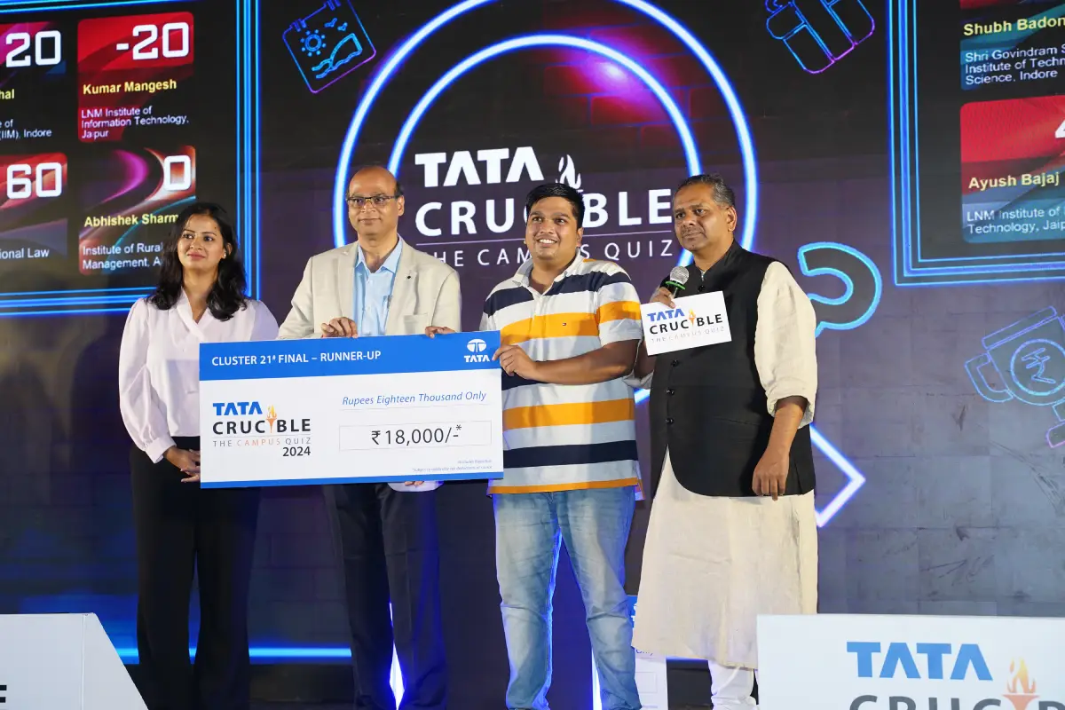 Kumar Mangesh triumphs at the Tata Crucible Campus Quiz 2024—Rajasthan Cluster Finals Kumar Mangesh triumphs at the Tata Crucible Campus Quiz 2024—Rajasthan Cluster Finals