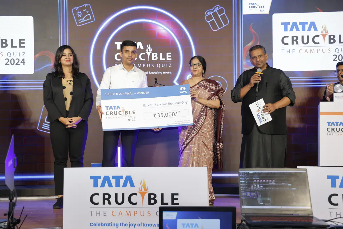 Omkar Nalawade triumphs at the Tata Crucible Campus Quiz 2024—Goa Cluster Finals Omkar Nalawade triumphs at the Tata Crucible Campus Quiz 2024—Goa Cluster Finals