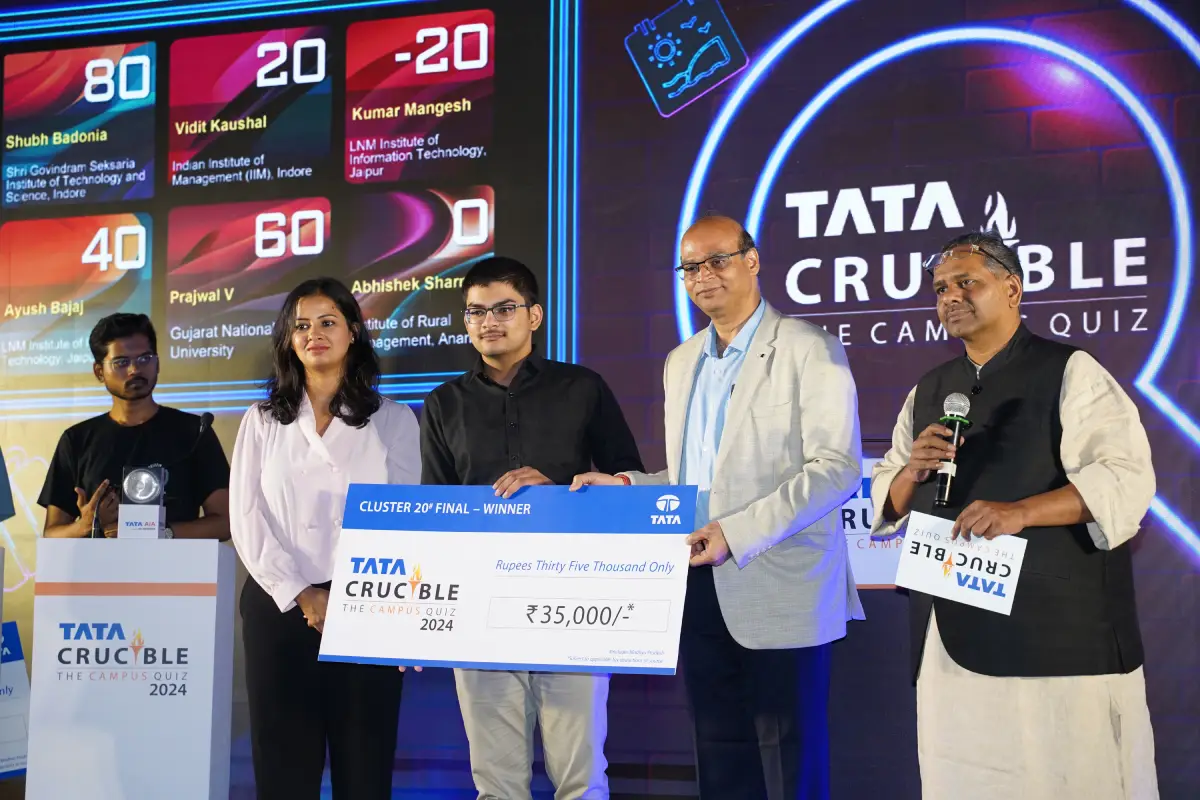 Shubh Badonia triumphs at the Tata Crucible Campus Quiz 2024—Madhya Pradesh Cluster Finals Shubh Badonia triumphs at the Tata Crucible Campus Quiz 2024—Madhya Pradesh Cluster Finals